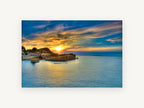 Corfu Golden Cove, coastal canvas wall art print, front view