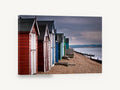Stormlight Beach Huts, beach huts pebble shore photograph, coastal canvas wall art print ready to hang
