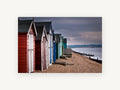 Stormlight Beach Huts, coastal canvas wall art print, front view