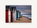 Stormlight Beach Huts, coastal canvas wall art print, front view