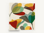 Overlapping Tulip Shapes, retro overlapping flower shapes illustration, floral canvas wall art print ready to hang