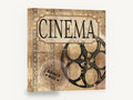 Cinema Reel and Ticket, vintage cinema film reel sign, stretched canvas wall art print ready to hang