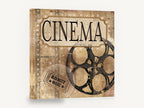 Cinema Reel and Ticket, vintage cinema film reel sign, stretched canvas wall art print ready to hang