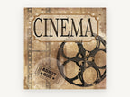 Cinema Reel and Ticket, vintage canvas wall art print, front view