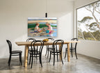 Castle at Low Tide coastal canvas print on the wall of a dining room
