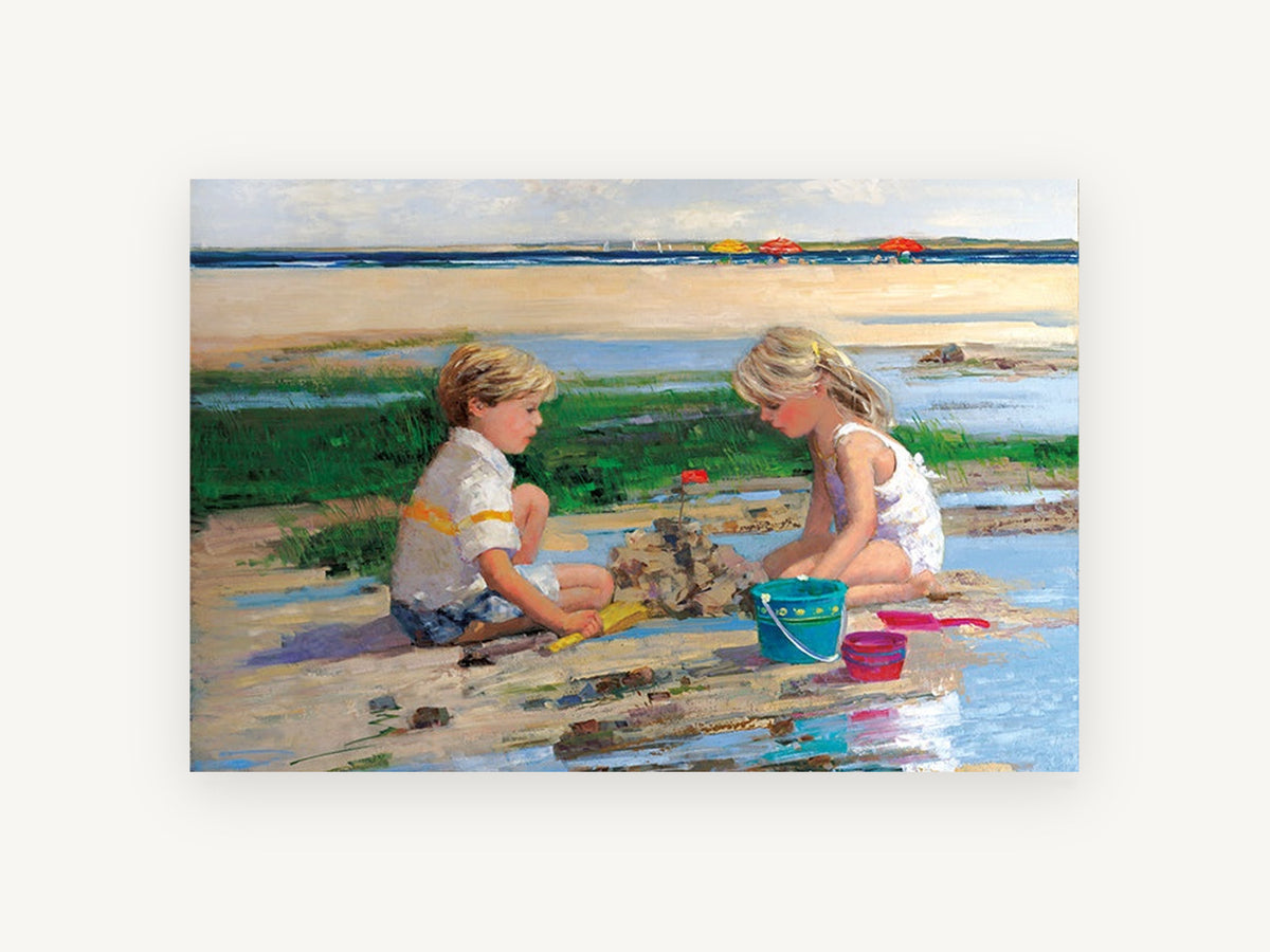 Castle at Low Tide, coastal canvas wall art print, front view