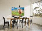 Ginger Highland Stare landscape canvas print on the wall of a dining room