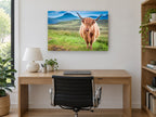 Ginger Highland Stare landscape canvas print on the wall of a study