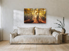 Golden Beech Light landscape canvas print on the wall of a living room