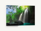 Emerald Pool Falls, tropical waterfall emerald pool photograph, landscape canvas wall art print ready to hang