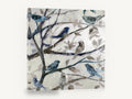 Songbirds in Bare Branches, blue songbirds on branches painting, floral canvas wall art print ready to hang