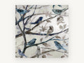 Songbirds in Bare Branches, floral canvas wall art print, front view