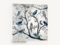 Blue Birds in Branches, blue grey birds on branches painting, floral canvas wall art print ready to hang