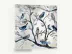 Blue Birds in Branches, blue grey birds on branches painting, floral canvas wall art print ready to hang