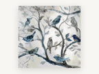 Blue Birds in Branches, floral canvas wall art print, front view