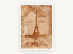Paris Parchment Sepia, eiffel tower vintage sepia paris, city canvas wall art print, front view