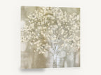 Cream Bubble Tree, cream dotted tree abstract artwork, landscape canvas wall art print ready to hang