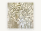 Cream Bubble Tree, cream dotted tree abstract artwork, landscape canvas wall art print, front view