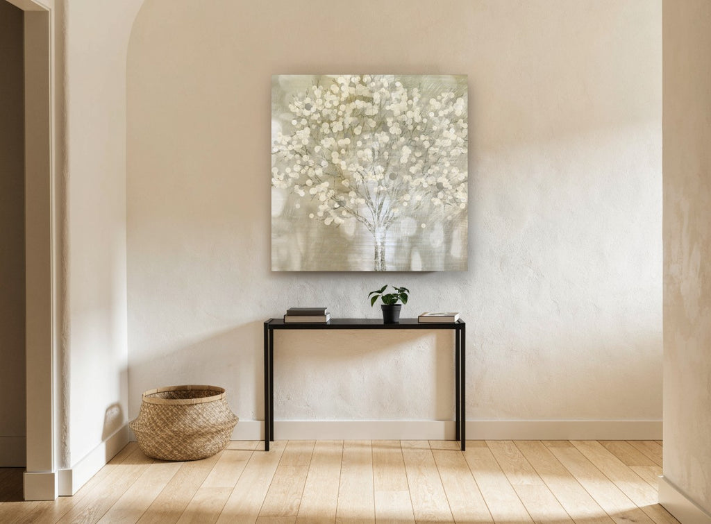 Cream Bubble Tree landscape canvas print on the wall of a hallway
