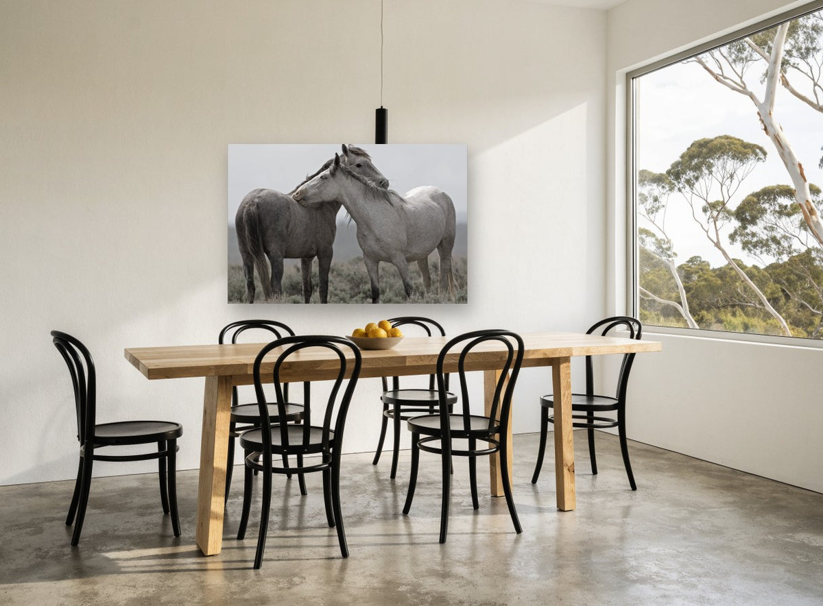 Quiet Affection landscape canvas print on the wall of a dining room