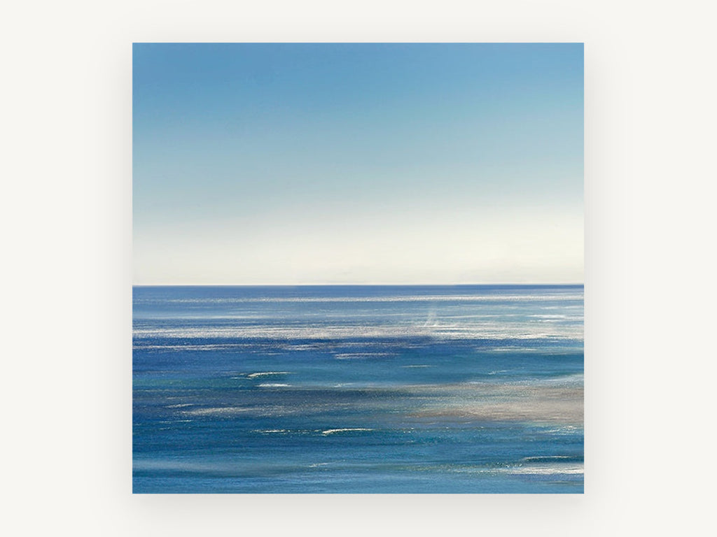 Silver Blue Horizon, coastal canvas wall art print, front view