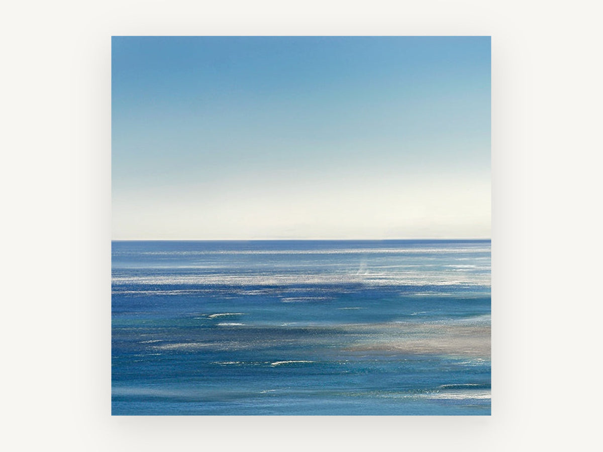 Silver Blue Horizon, coastal canvas wall art print, front view