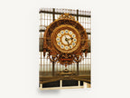 Gilded Station Clock, ornate gold clock paris photograph, city canvas wall art print ready to hang