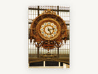 Gilded Station Clock, ornate gold clock paris photograph, city canvas wall art print, front view