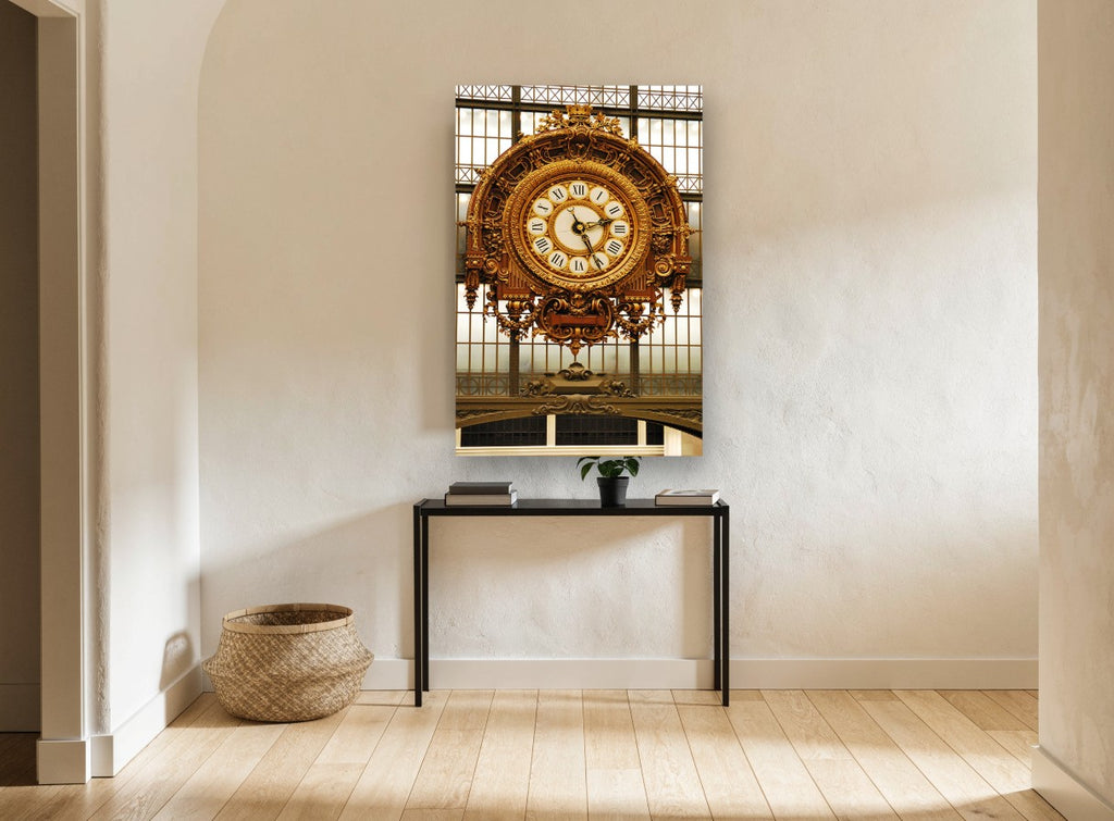 Gilded Station Clock city canvas print on the wall of a hallway
