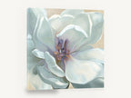Pale Magnolia Bloom, white magnolia flower close-up painting, floral canvas wall art print ready to hang