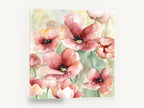 Blush Poppy Meadow, pink poppy watercolour floral meadow, floral canvas wall art print ready to hang