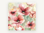 Blush Poppy Meadow, floral canvas wall art print, front view