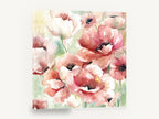 Blushing Poppy Meadow, pink poppy watercolour floral painting, floral canvas wall art print ready to hang