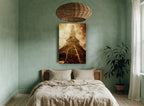 Weathered Iron Spire city canvas print on the wall of a bedroom