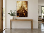 Weathered Iron Spire city canvas print on the wall of a entry hall