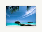 Lagoon Pier Retreat, coastal canvas wall art print, front view
