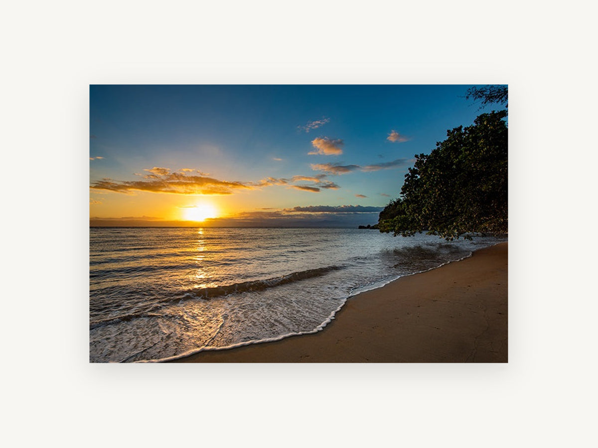 Golden Hour Shoreline, coastal canvas wall art print, front view