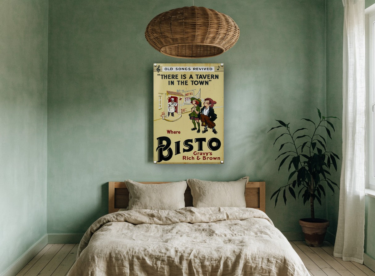 Tavern in the Town vintage canvas print on the wall of a bedroom