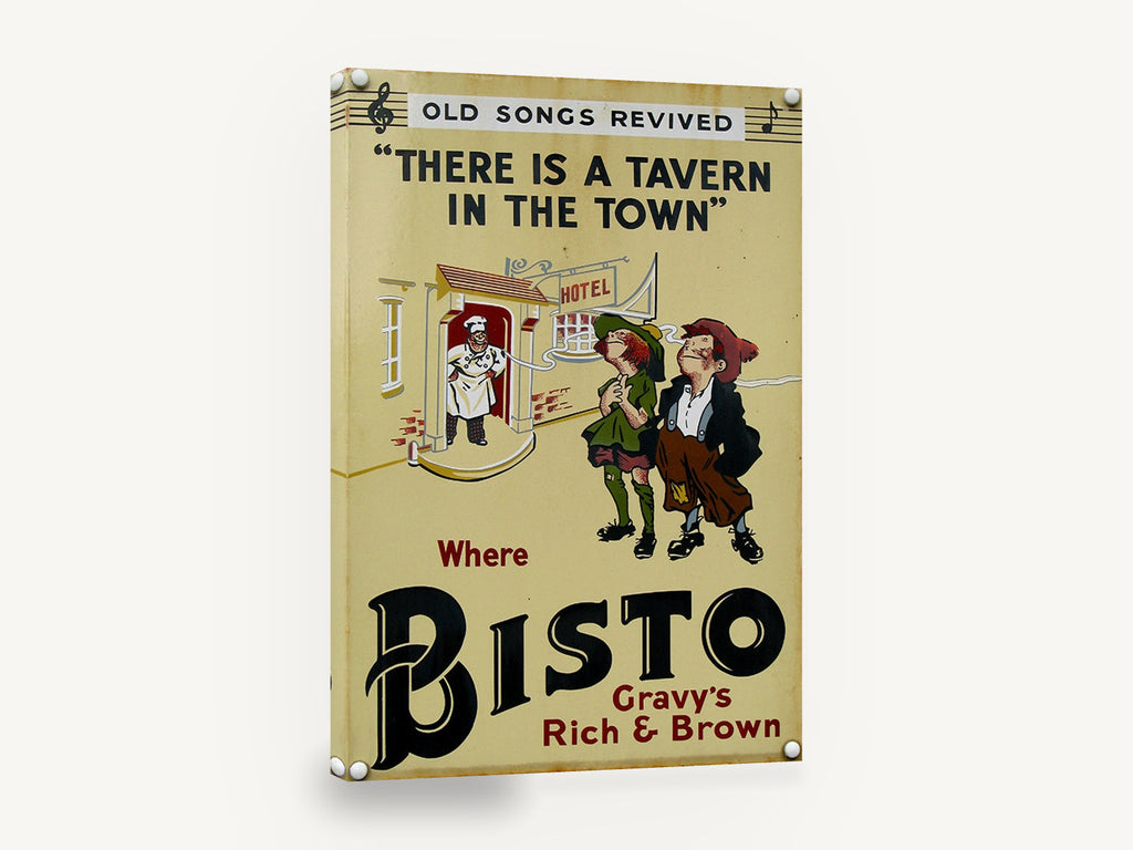 Tavern in the Town, vintage bisto gravy tavern advertising sign, stretched canvas wall art print ready to hang