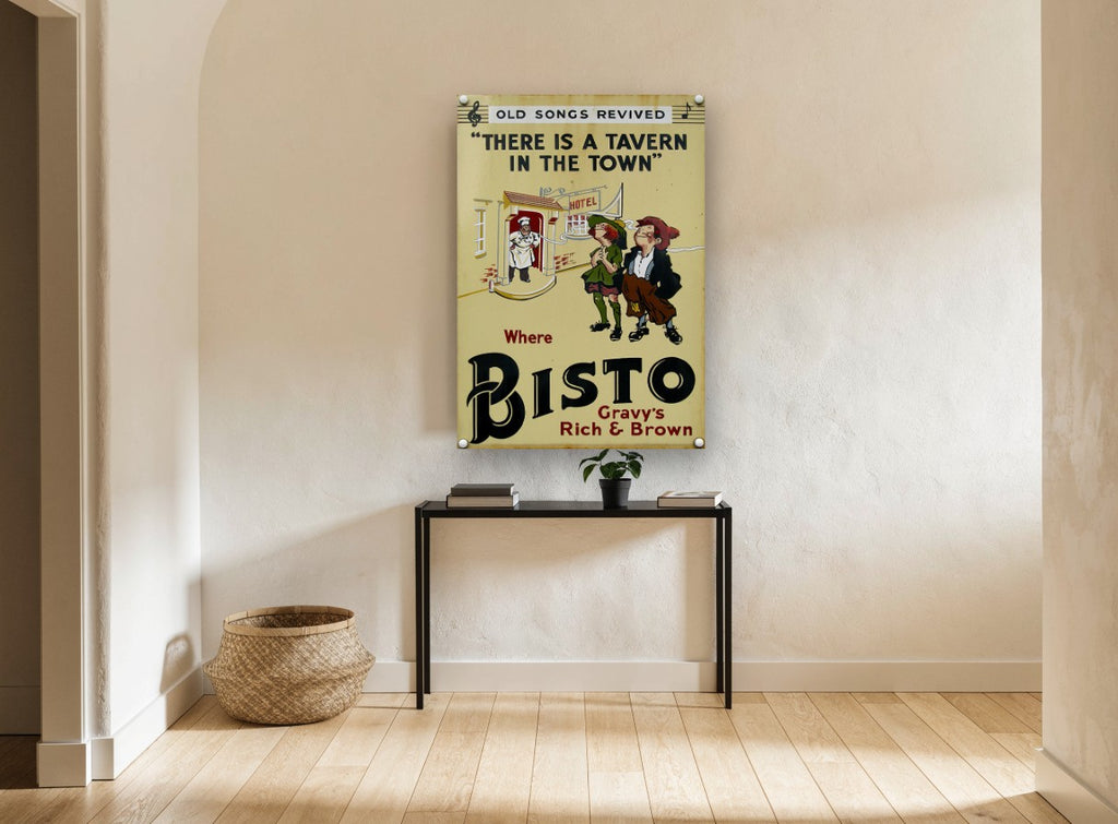 Tavern in the Town vintage canvas print on the wall of a hallway