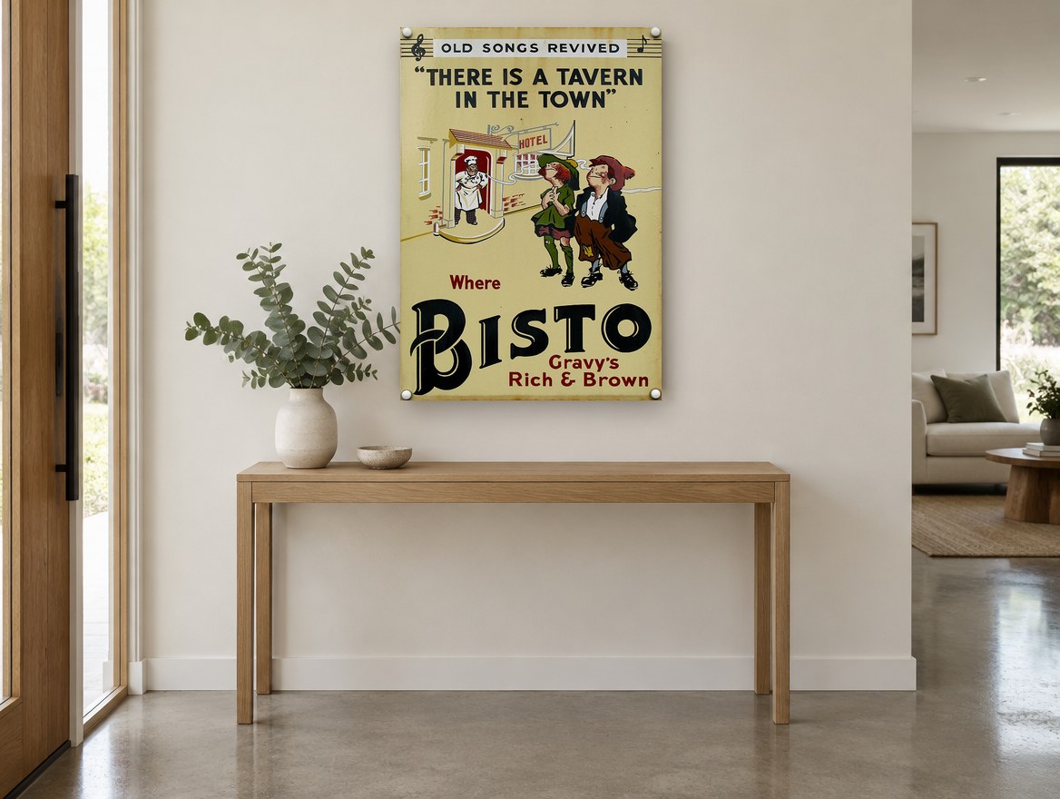 Tavern in the Town vintage canvas print on the wall of a entry hall