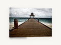 Thatched Jetty Storm, timber jetty stormy ocean photograph, coastal canvas wall art print ready to hang