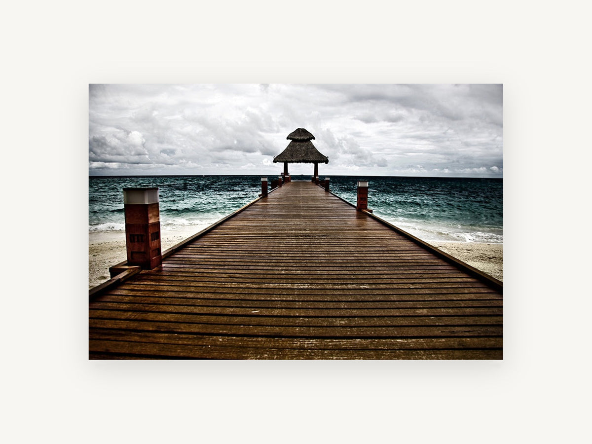 Thatched Jetty Storm, coastal canvas wall art print, front view
