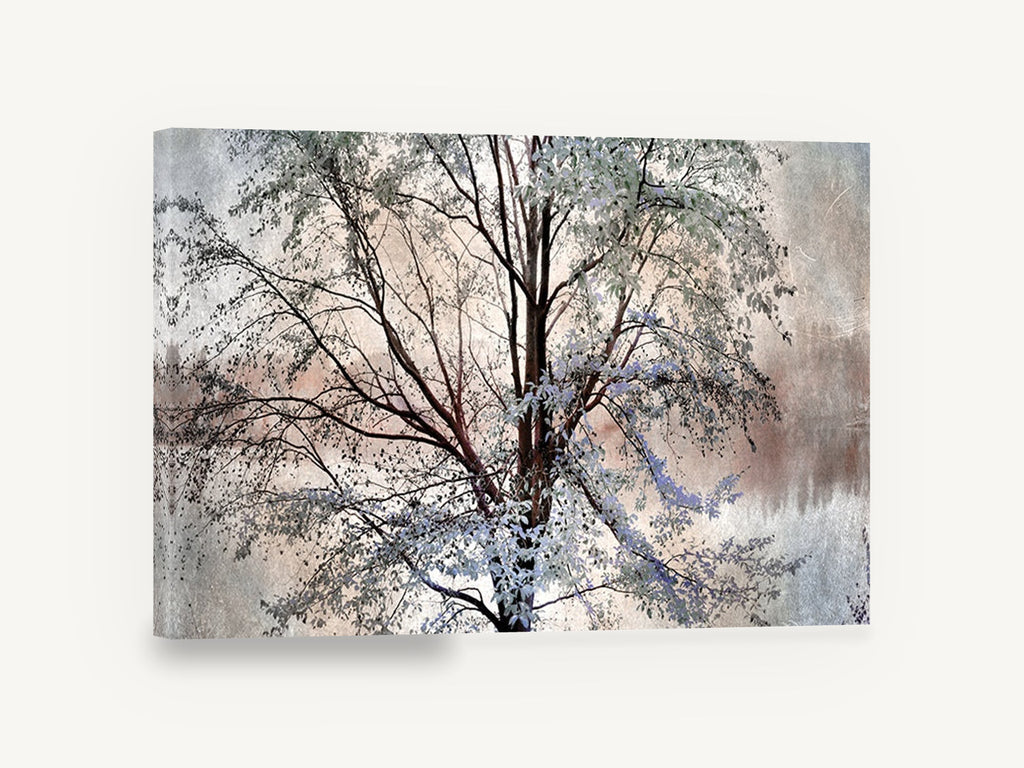 Pale Spring Tree, pale leafed tree textured landscape, landscape canvas wall art print ready to hang