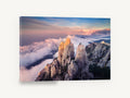 Peaks Above the Clouds, sunset mountain peaks above clouds photograph, landscape canvas wall art print ready to hang