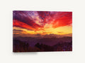 Crimson Ridge Sunset, red sunset over mountain ridges photograph, landscape canvas wall art print ready to hang