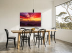 Crimson Ridge Sunset landscape canvas print on the wall of a dining room