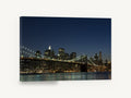 Brooklyn Bridge Midnight Glow, brooklyn bridge and manhattan skyline at night, city canvas wall art print ready to hang