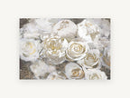 Ivory Gilt Bloom, floral canvas wall art print, front view