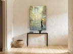 Umbrella Kiss Under the Bridge city canvas print on the wall of a hallway